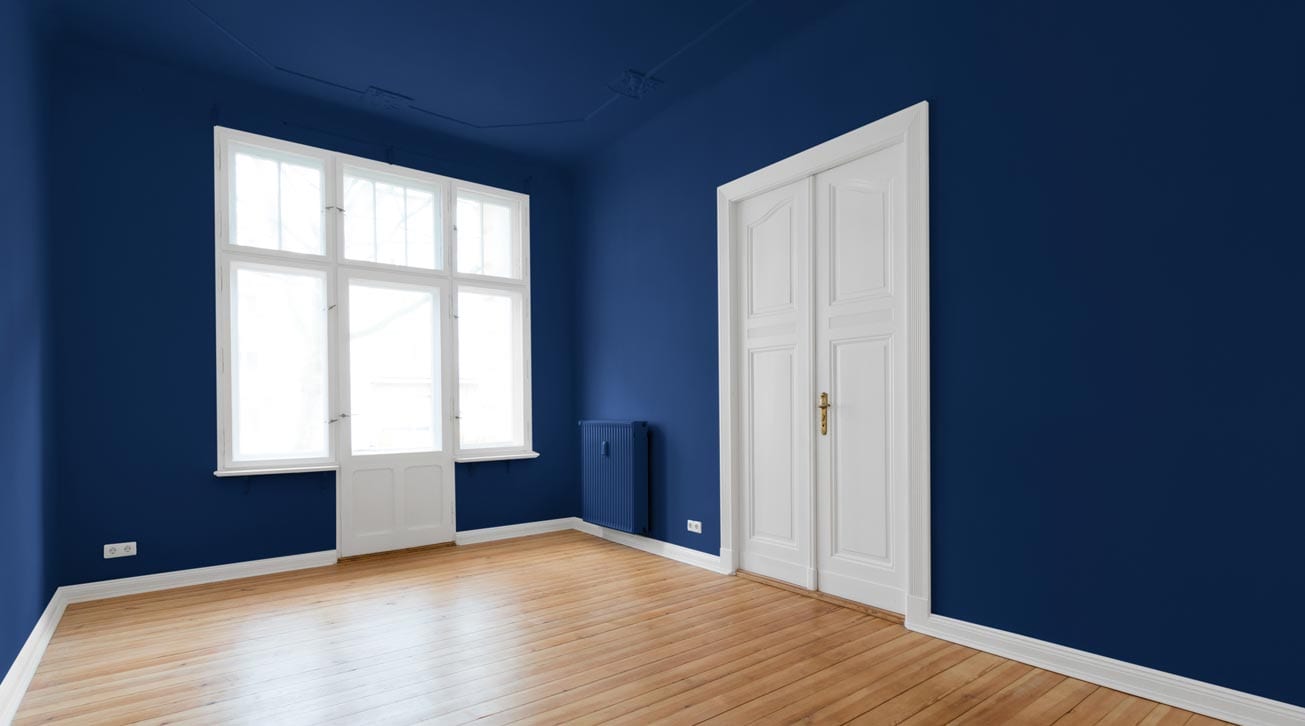 Southern Quality Company | newly painted dark blue room with white doors and white trim